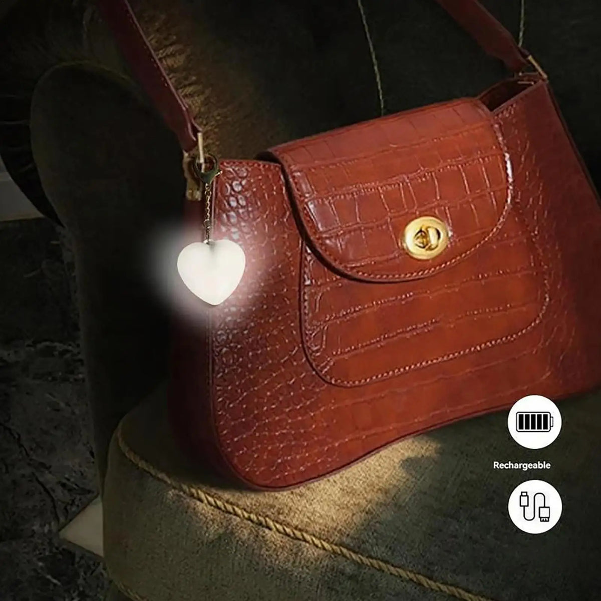 Heart LED Purse Light – Touch Sensor Handbag Lamp for Women LED Purse Light Axl White