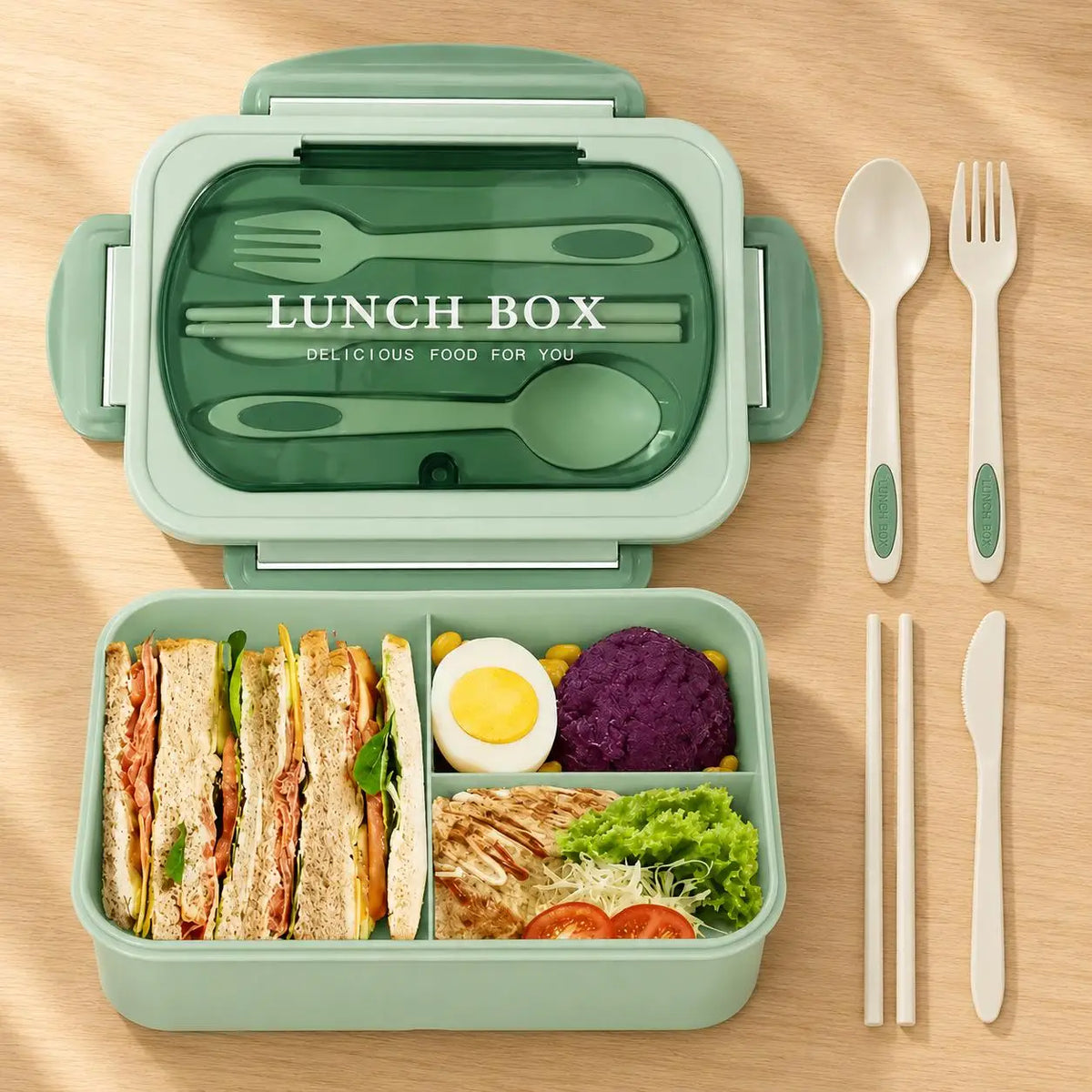 Leak-Proof Lunch Box Set with Tableware – Microwave Safe Lunch Box Set Axl lunch box Green