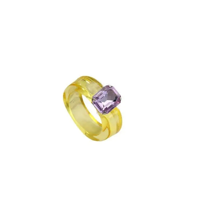 Candy Color Transparent Resin Chunky Ring with Rhinestones Resin Fashion Ring Axl