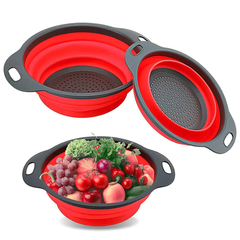 Collapsible Silicone Colander – Foldable Fruit & Veggie Strainer Collapsible Colander Axl
