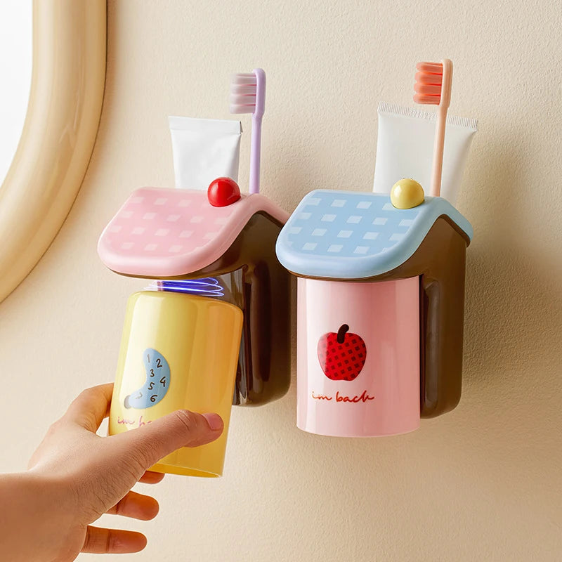 Magnetic Wall-Mounted Toothbrush Holder & Mouthwash Cup Toothbrush Holder Axl