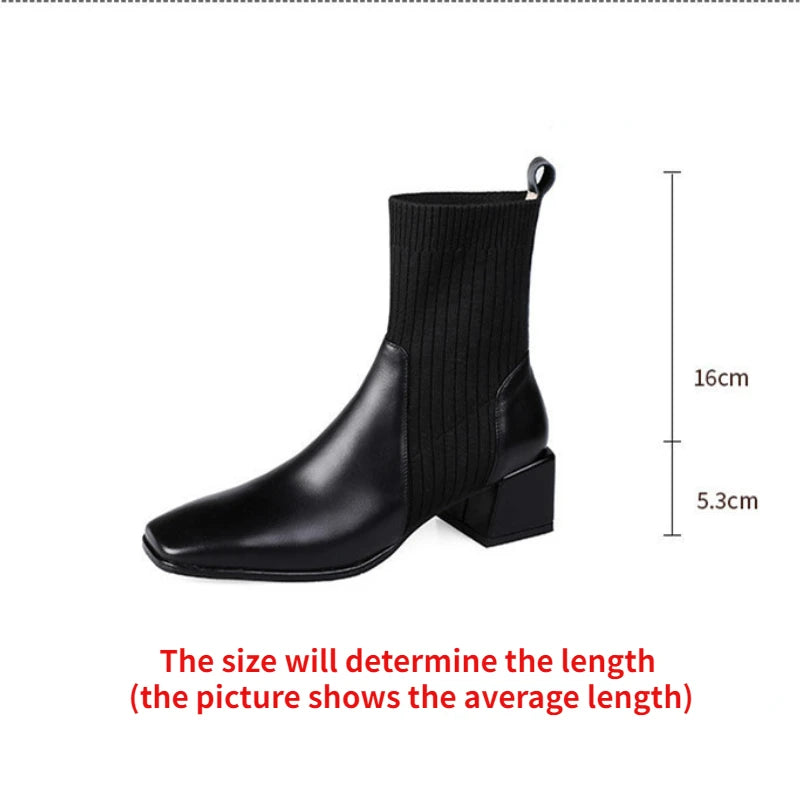 Women's Knitted Chelsea Ankle Boots – Slip-On Block Heel Chelsea Ankle Boots Axl