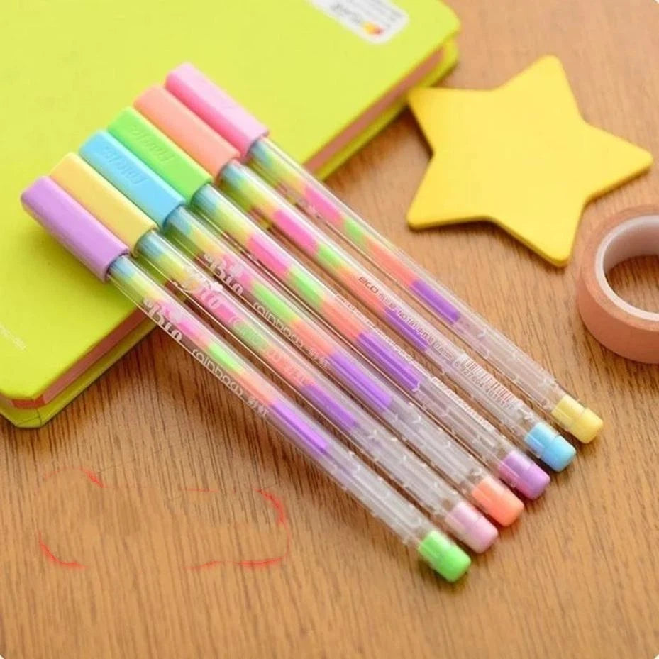 6-Piece Kawaii Rainbow Gel Pens – Colorful DIY Ballpoint Set Gel Pen Set Axl 6pcs