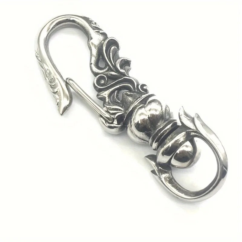 Stainless Steel Punk Carabiner Keychain | Lobster Clasp Key Hook Carabiner Keychain Axl silvery