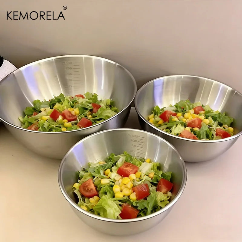 KEMORELA 3-Piece Stainless Steel Mixing Bowl Set with Scale Mixing Bowl Set Axl 3PCS