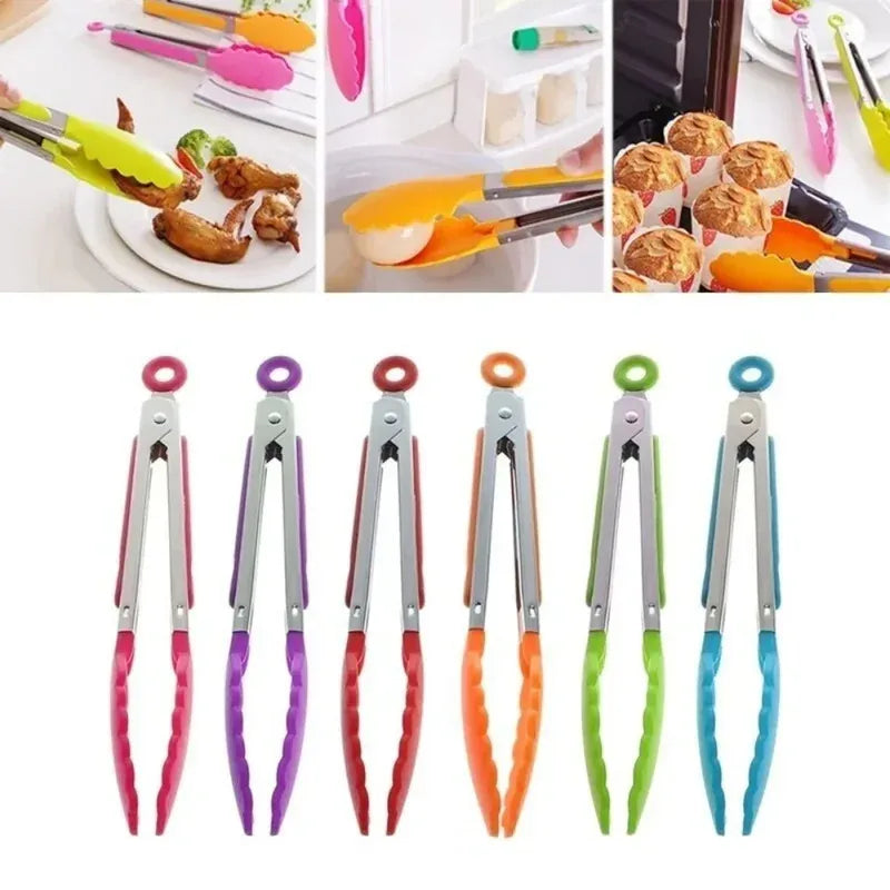 Stainless Steel Silicone Food Tongs – Heat-Resistant 2-Pack Kitchen Cooking Tongs Axl