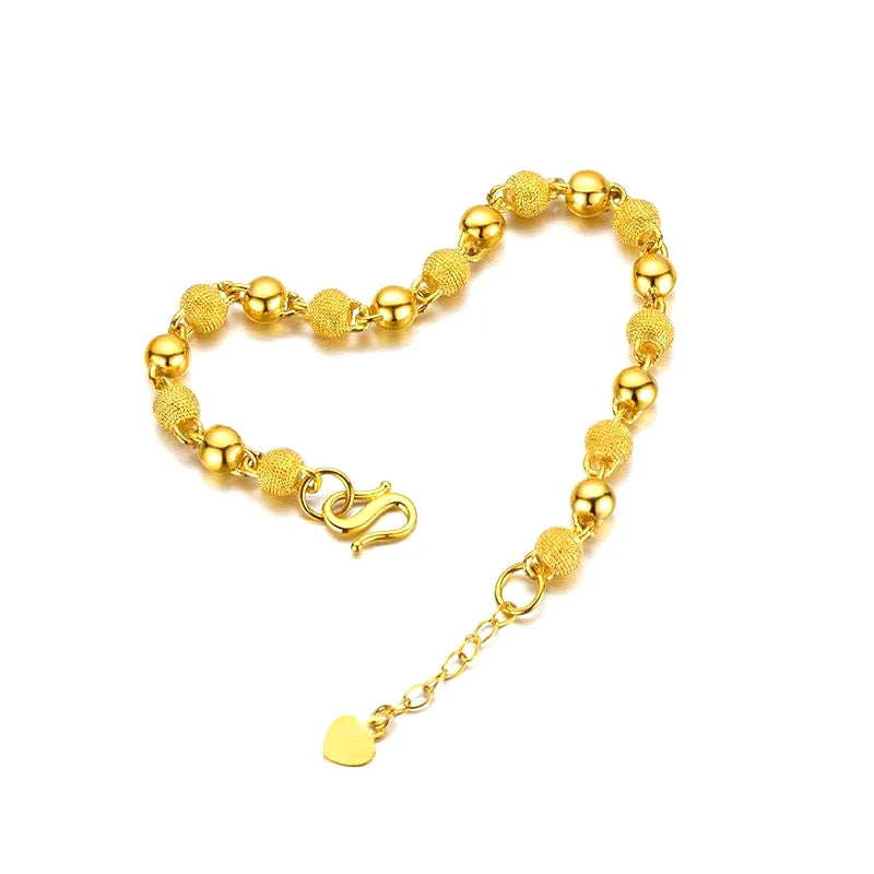 Gold Plated Ball Bead Bracelet – Women's Fashion Chain Jewelry Beaded Bracelet Axl Gold