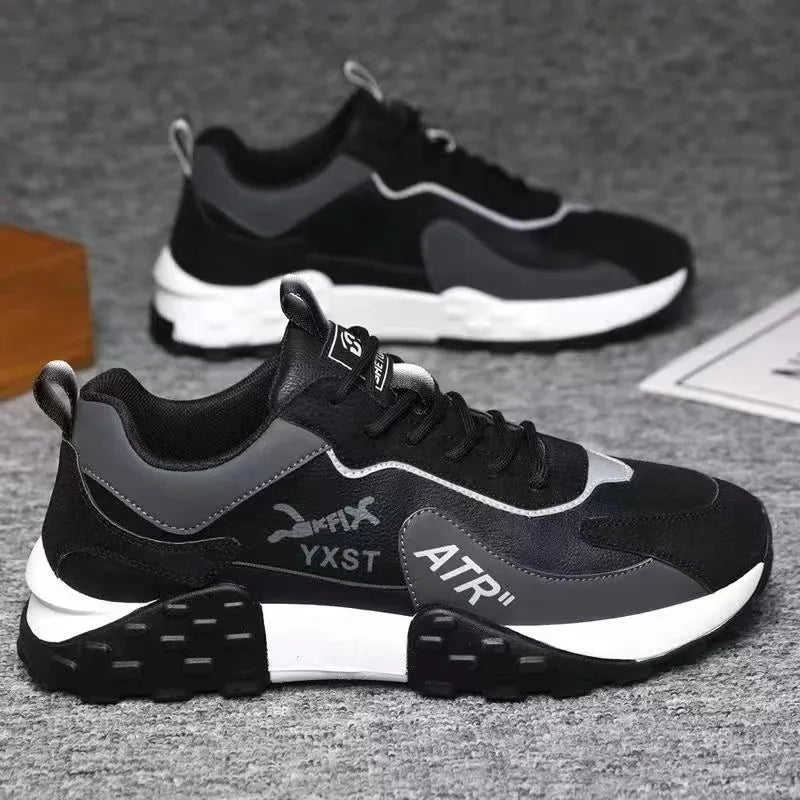 Men's Platform Vulcanized Sneakers – Casual Leather Lace-Up Platform Sneakers Axl