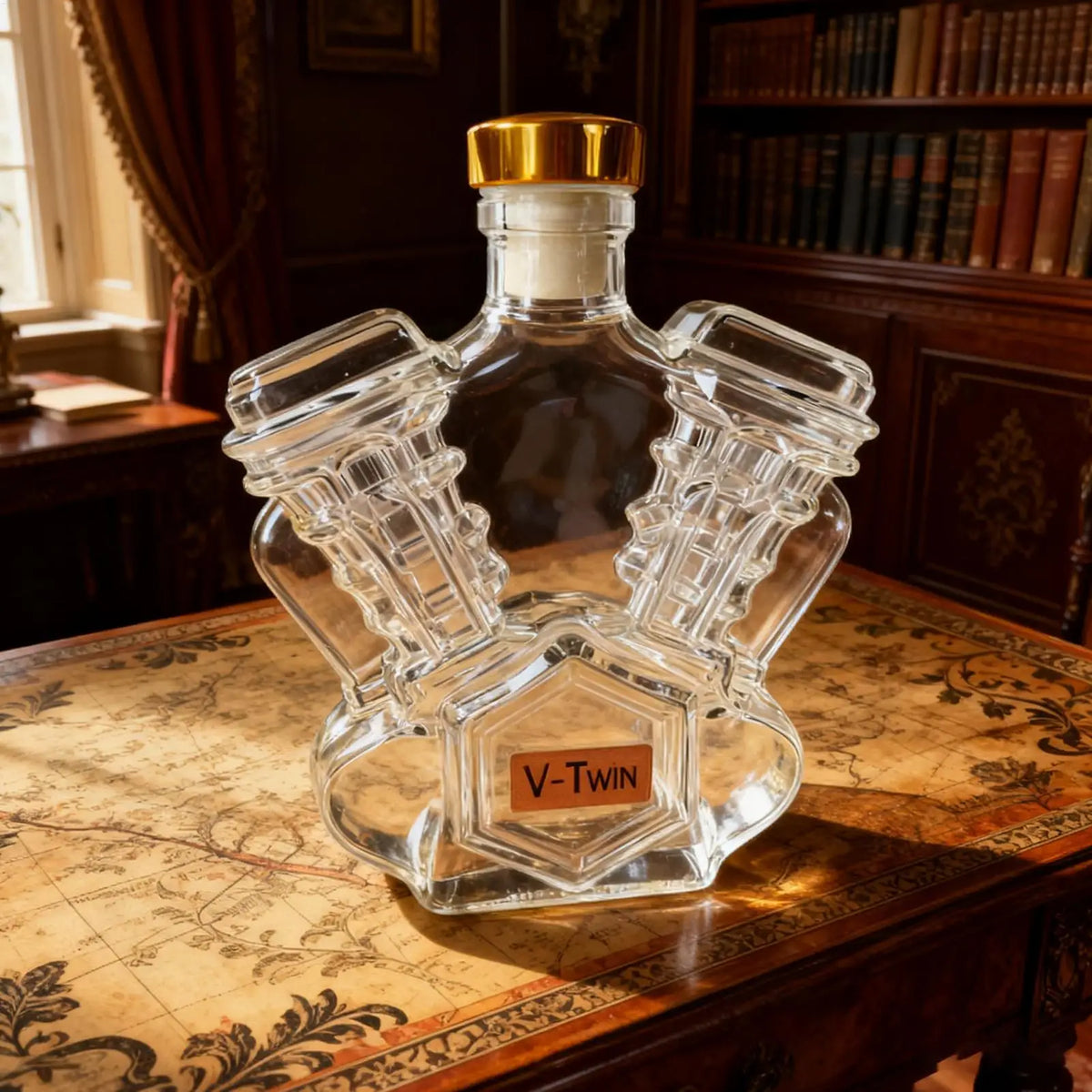 V-Twin Motorcycle Engine Whiskey Decanter | Crystal Glass Whiskey Decanter Axl