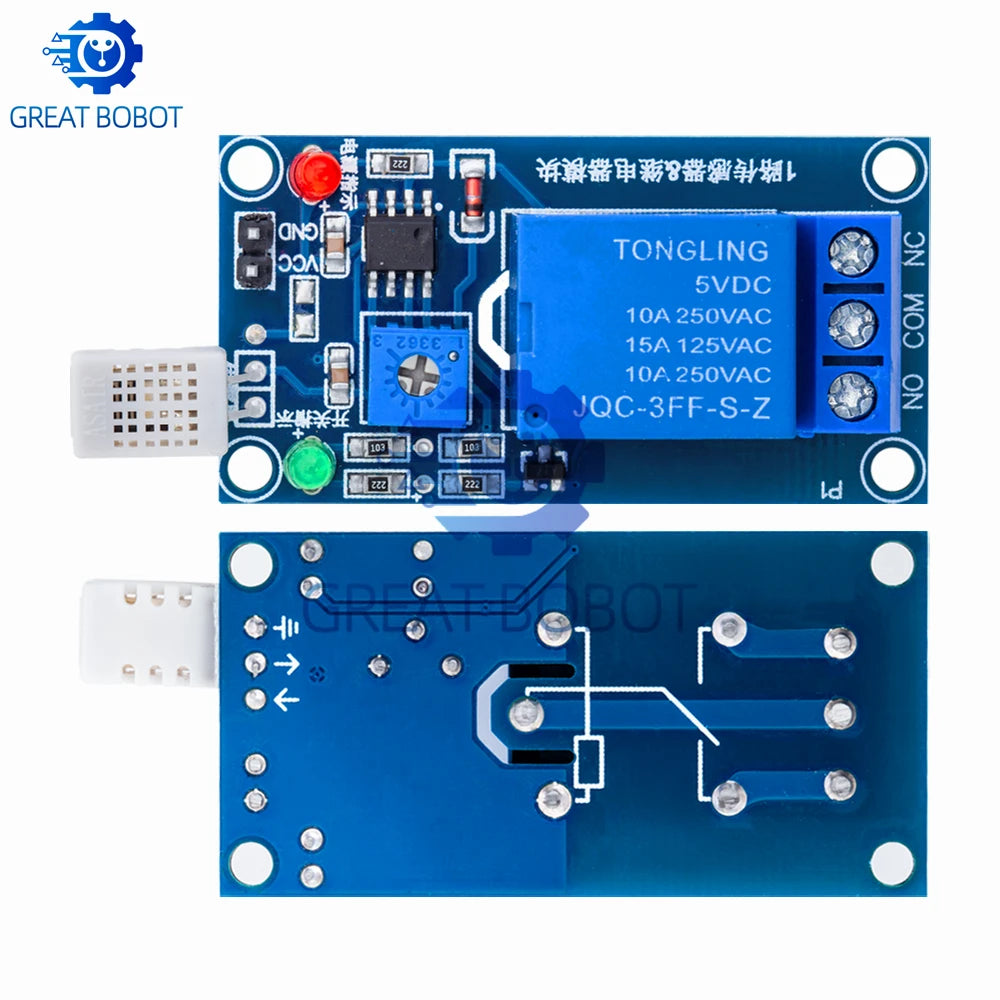 HR202 Humidity Sensor Relay Module DC 5V 12V 1-Channel Humidity Relay Module Axl