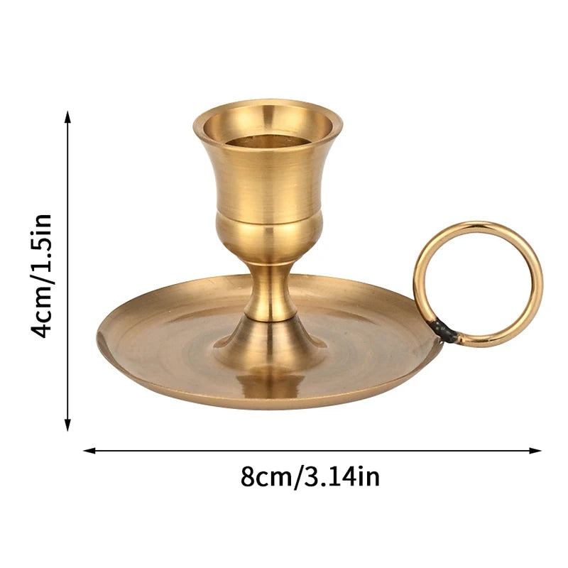 Metal Candle Holder with Handle – Desktop Candlestick Décor Metal Candle Holder Axl
