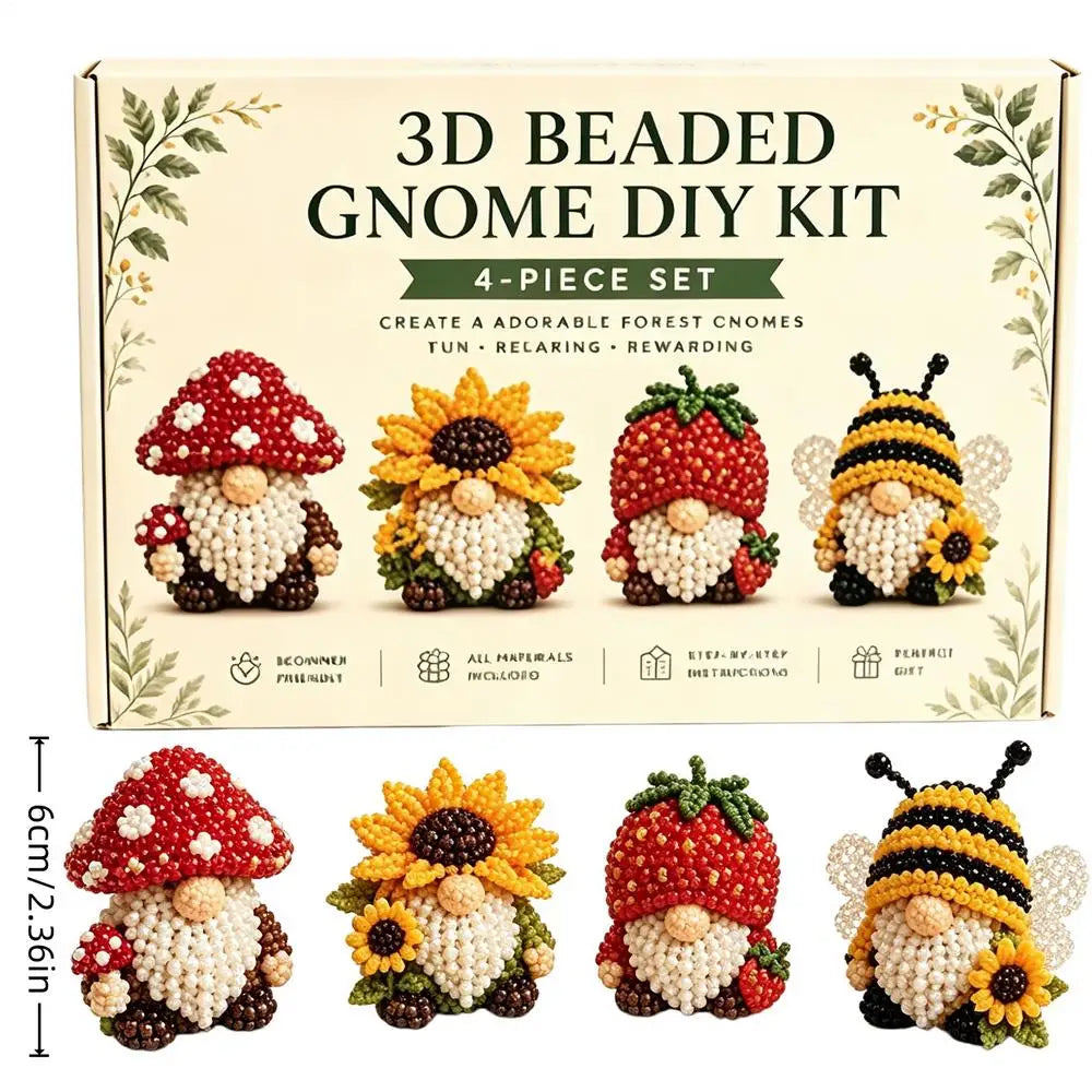 3D Gnome Bead Art Kit – DIY Desk Decor Beading Craft Set DIY Beading Kit Axl A