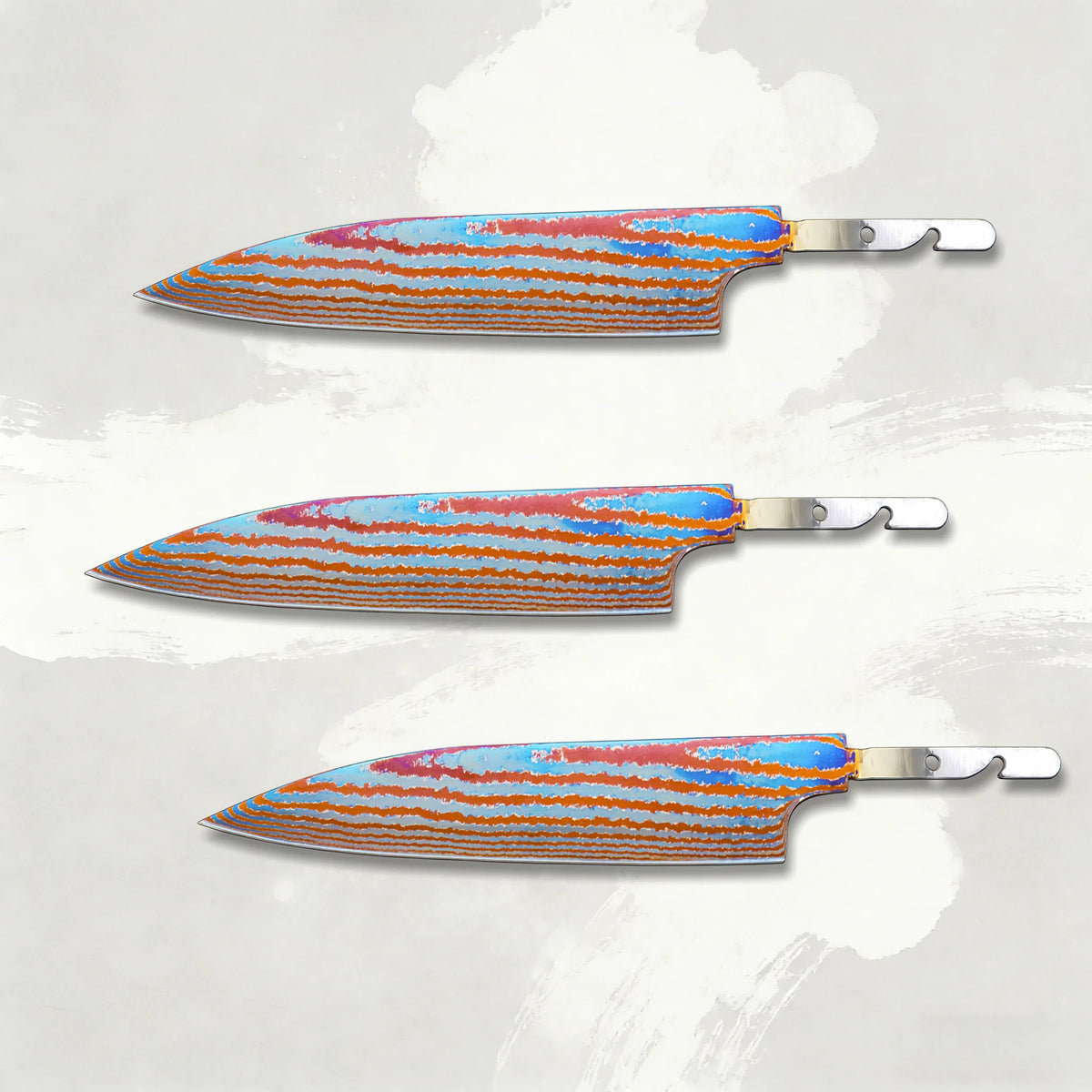 Damascus Titanium Kitchen Knife Blade | DIY Replacement 1–5 Pcs Knife Blade Axl Knife Blade-3PCS