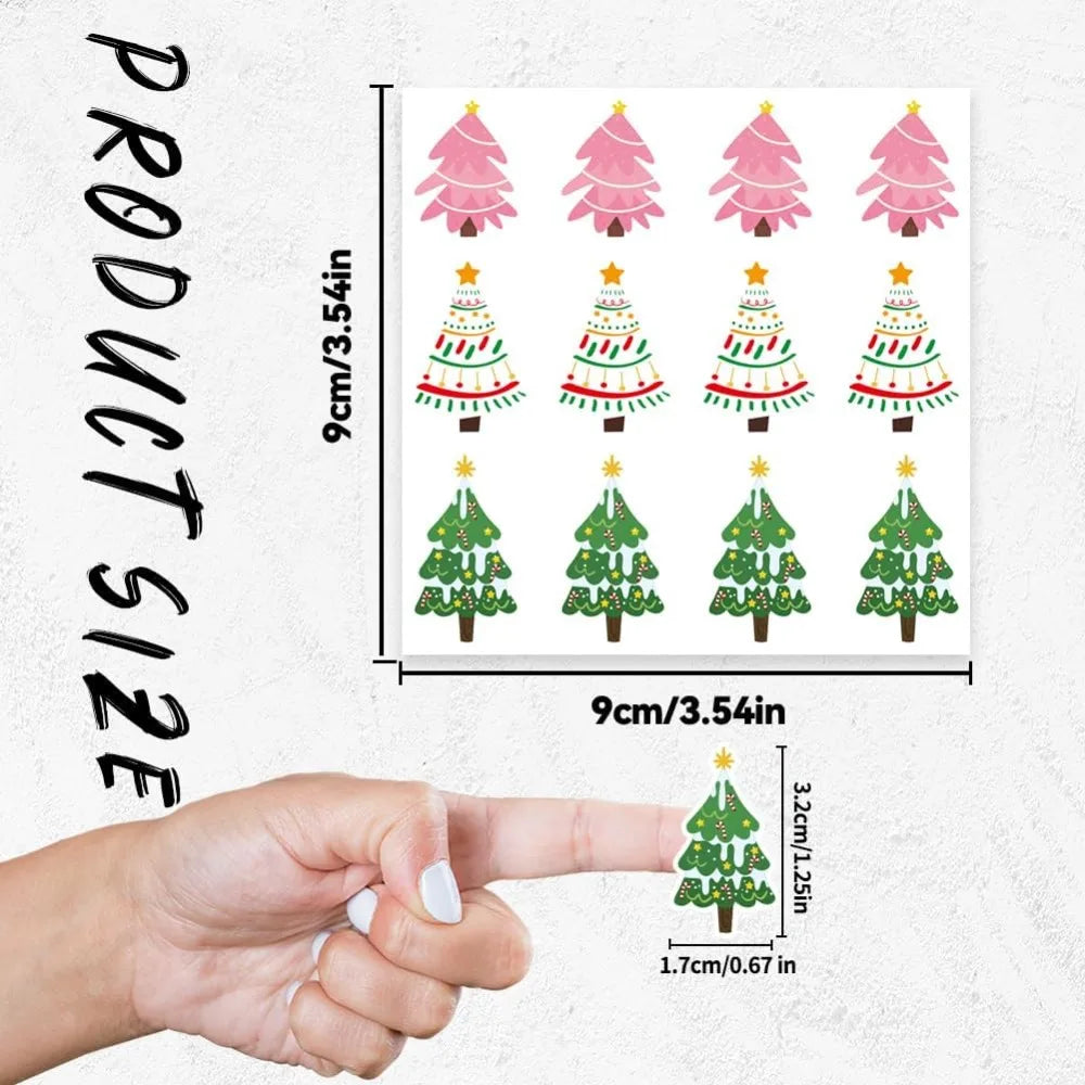 Boho Christmas Tree Stickers – 240 Self-Adhesive Holiday Labels Decorative Stickers Axl
