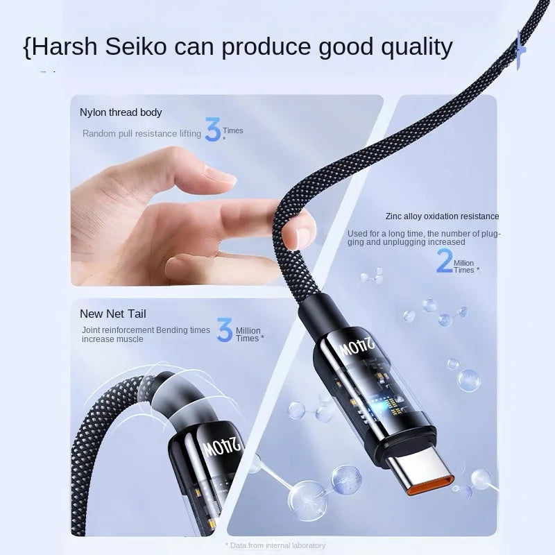 240W 2-in-1 USB-C Fast Charging Cable with Foldable Stand USB-C Charging Cable Axl