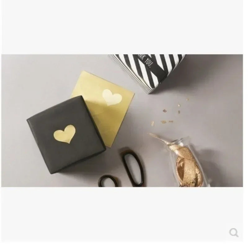 240 Golden Heart Sealing Stickers – Cake Candy Baking Gift Labels Craft Sealing Stickers Axl