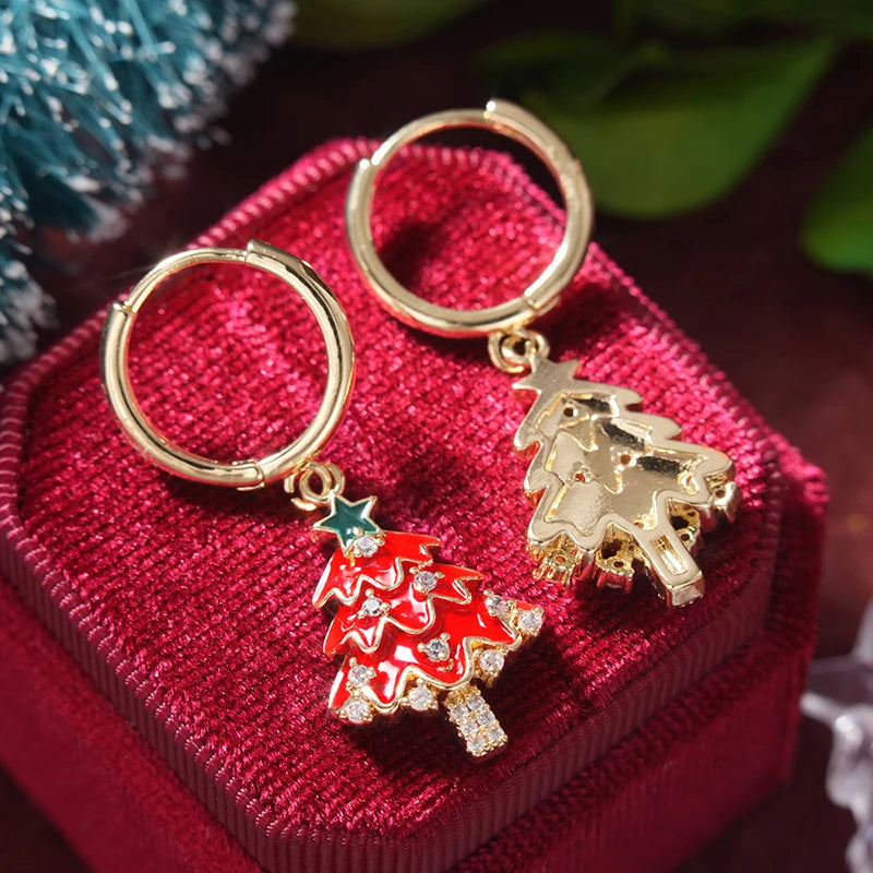 Huitan Christmas Tree Dangle Earrings – CZ Drop Jewellery Dangle Earrings Axl