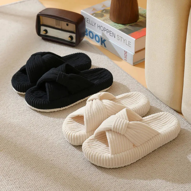 Corduroy Plush Indoor Slippers for Women – Non-Slip Slides Indoor Slippers Axl