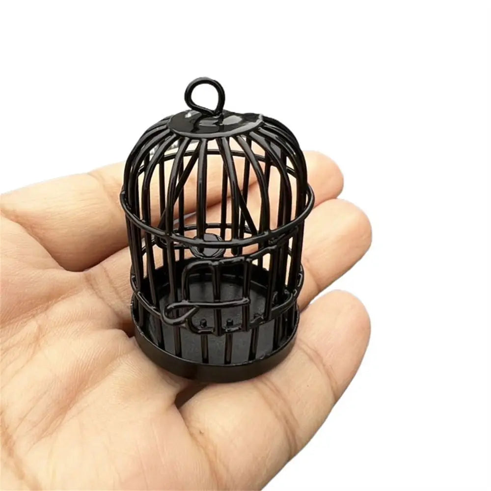 Miniature Metal Bird Cage Ornament – 1:12 Dollhouse Décor Dollhouse Ornament Axl