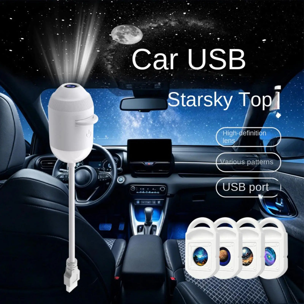 24-Slide USB Galaxy Star Projector Night Light – 2-in-1 Lamp Galaxy Night Projector Axl