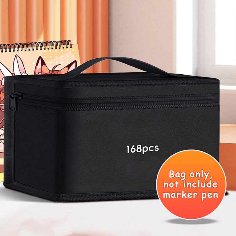 120-Slot Marker Pen Storage Bag | Large Canvas Roll-Up Organizer Marker Pen Organizer Axl 168