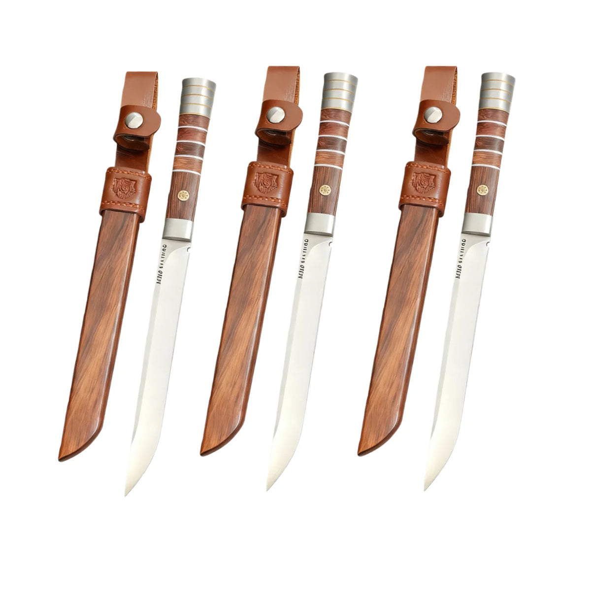 Meat Cutting Knife Set – 5Cr Steel Blade & Wooden Sheath Kitchen Knife Set Axl 3pc