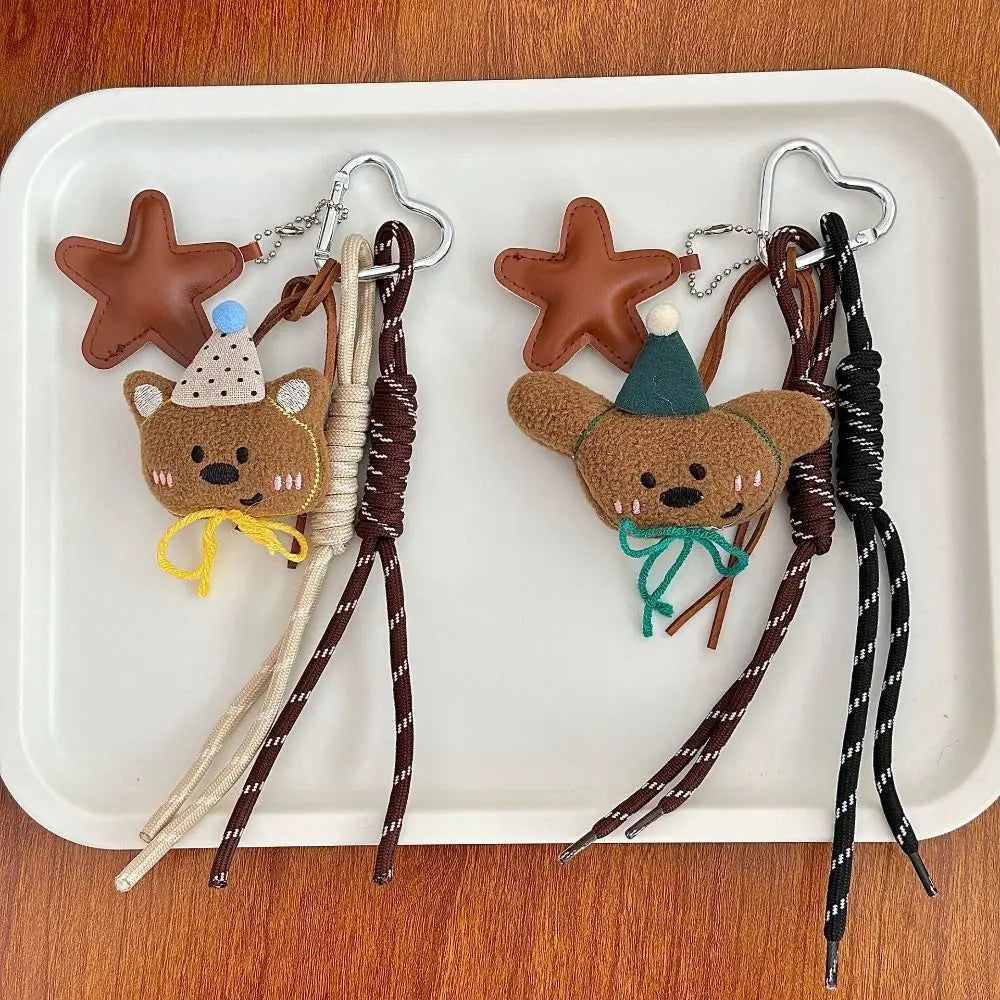 Cartoon Bear Plush Bag Charm – Handmade Nylon Rope Pendant Plush Bag Charm Axl