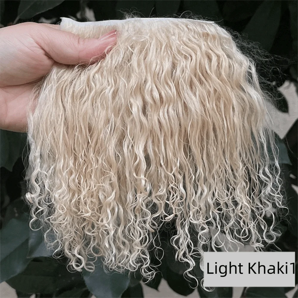Curly Mohair Hair Wefts for BJD OB11 Blythe & Reborn Dolls Doll Hair Wefts Axl Light khaki1