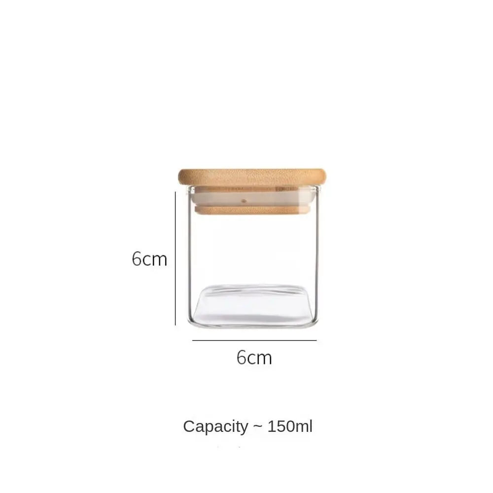 Glass Storage Jars with Bamboo Lid – Airtight Spice & Snack Jars Glass Storage Jar Axl 150ml