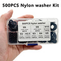 500 Pcs Nylon Flat Washer Kit M2–M10 | 8 Metric Sizes Nylon Washer Kit Axl 500PCS Kit