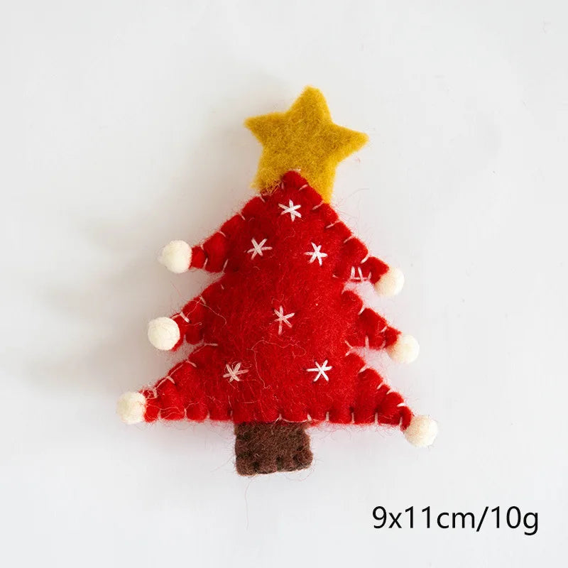 Wool Felt Christmas Ornaments – Snowmen, Tree & Wreath Décor Christmas Ornaments Axl Red Christmas tree