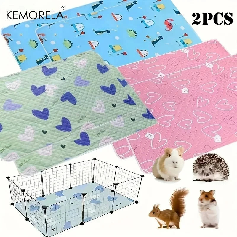 2-Pack Washable Reusable Pet Cage Pads for Small Animals Pet Cage Pad Axl
