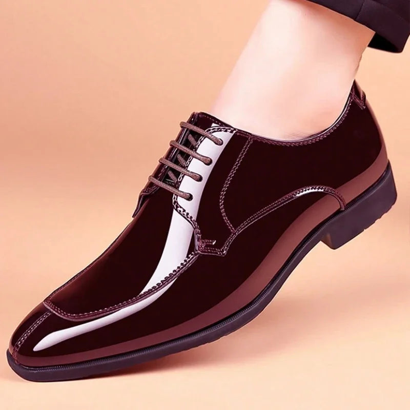 Men's Patent Leather Oxford Shoes – Pointed Toe Dress Shoes Men's Oxford Shoes Axl
