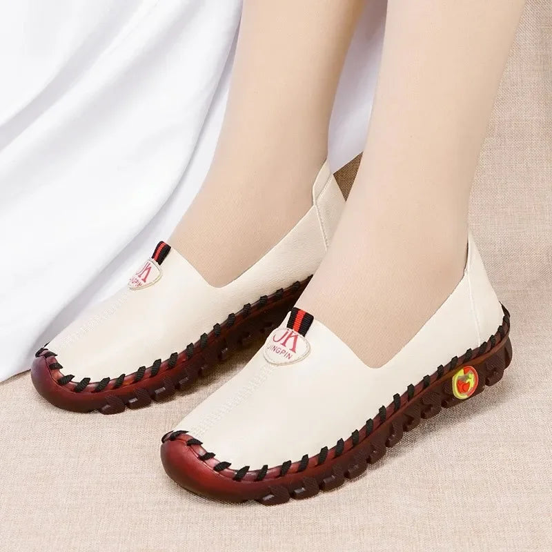 Women's Plus Size Slip-On Flat Shoes – Soft Sole Casual Platform Women's Flat Shoes Axl WHITE 37