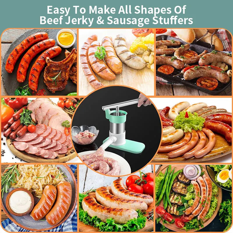 Manual Sausage Stuffer Machine – 4 Tubes, 1.1 lb Capacity Sausage Stuffer Machine Axl