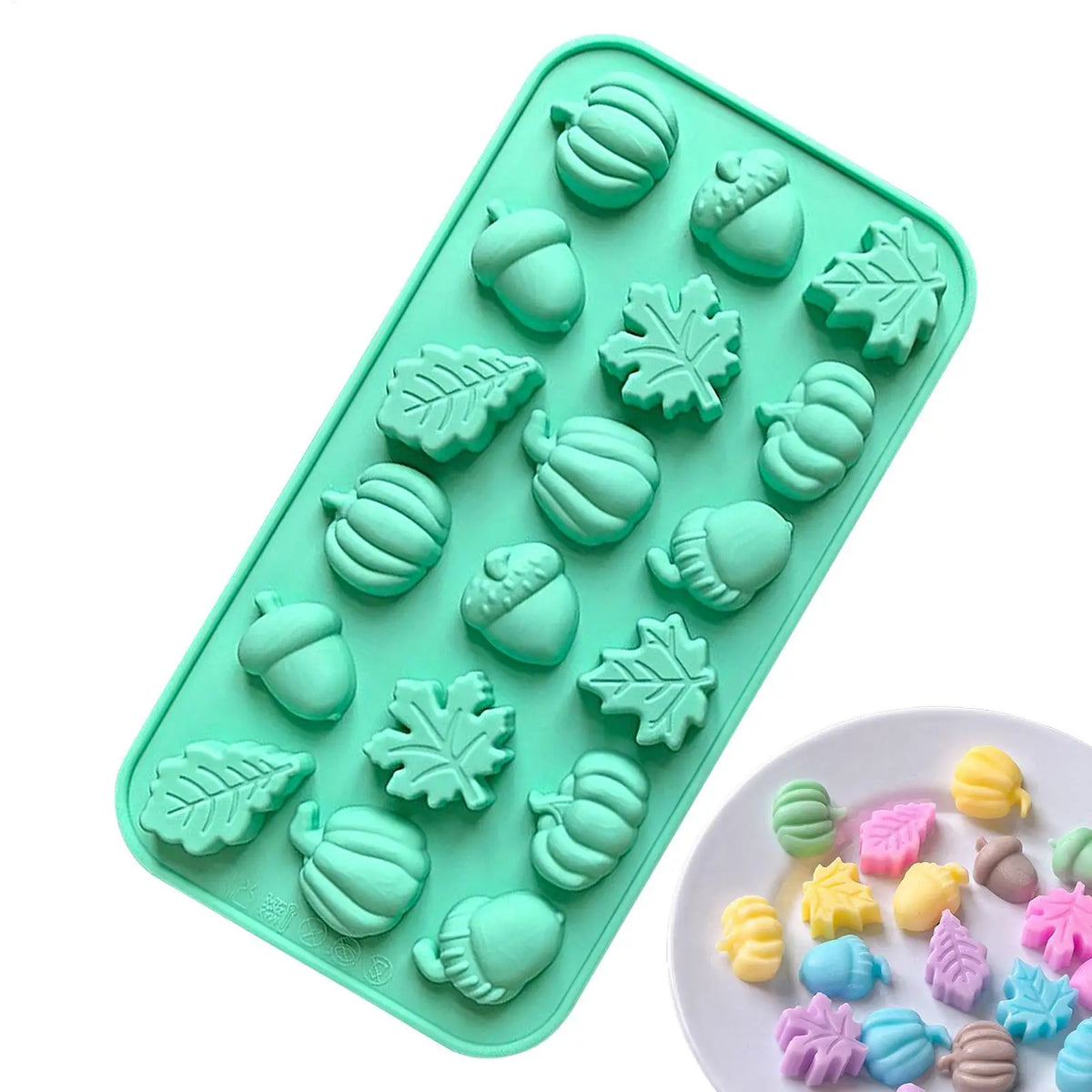 Silicone Fall Mold – 18 Cavity Maple Leaf Pumpkin Candy Mold Silicone Baking Mold Axl Default Title