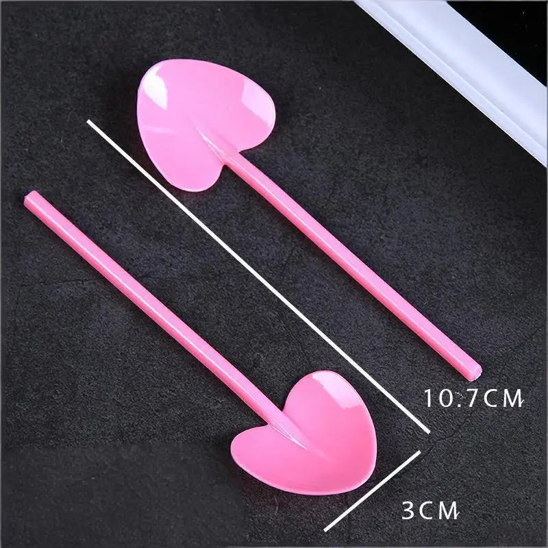 100 Heart Shaped Disposable Spoons – Colorful Party Dessert Disposable Party Spoons Axl