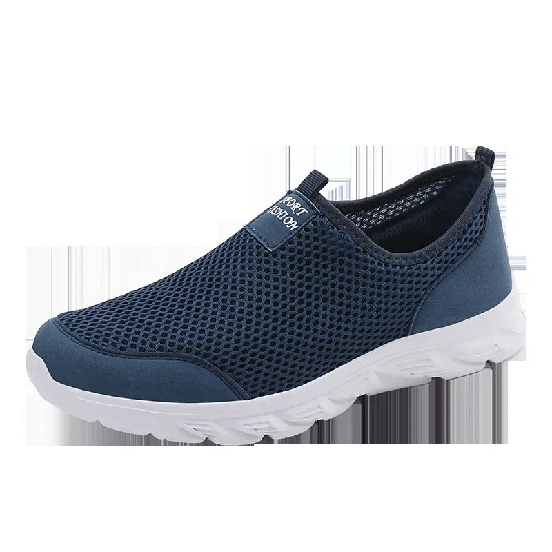 YBQJOO Men's Mesh Slip-On Sneakers – Lightweight Breathable Loafers Slip-On Sneakers Axl Blue 45