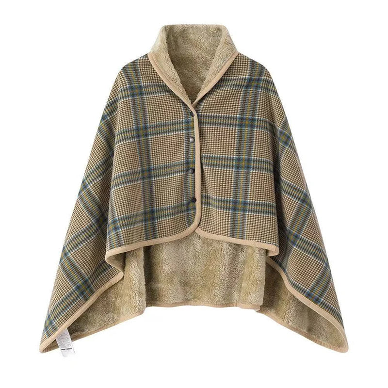 Wearable Plaid Fleece Blanket with Button | Warm Cozy Throw Wearable Fleece Blanket Axl G 80X135CM