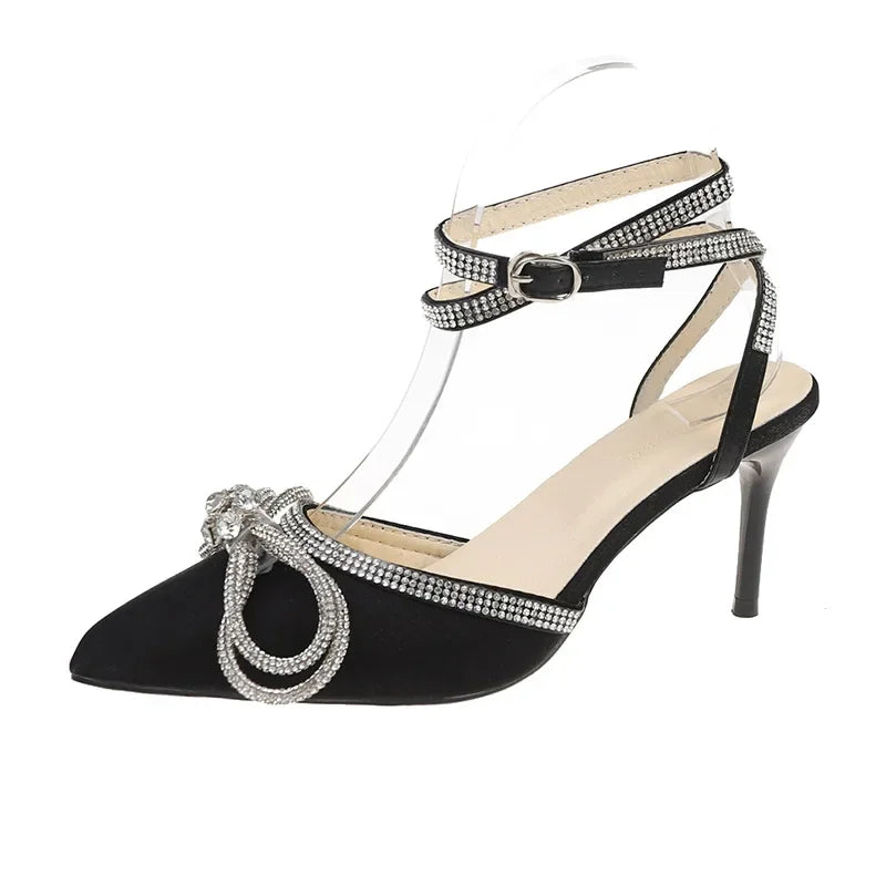 Women's Rhinestone Slingback High Heels – Elegant Wedding Sandals High Heel Sandals Axl