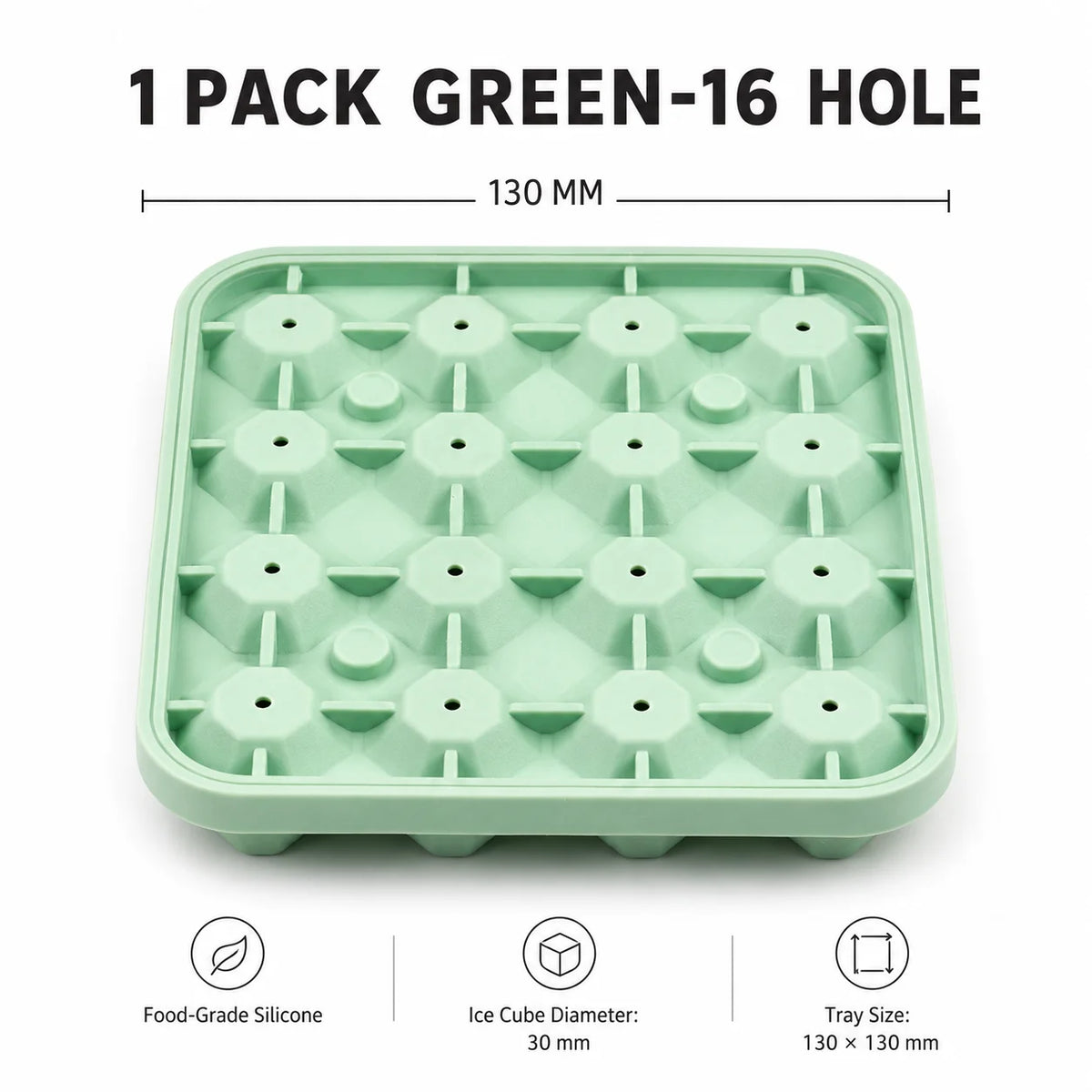 Diamond Ice Cube Tray 16-Cavity Silicone Mold for Cocktails Silicone Ice Tray Axl 1 PACK Green-16 Hole