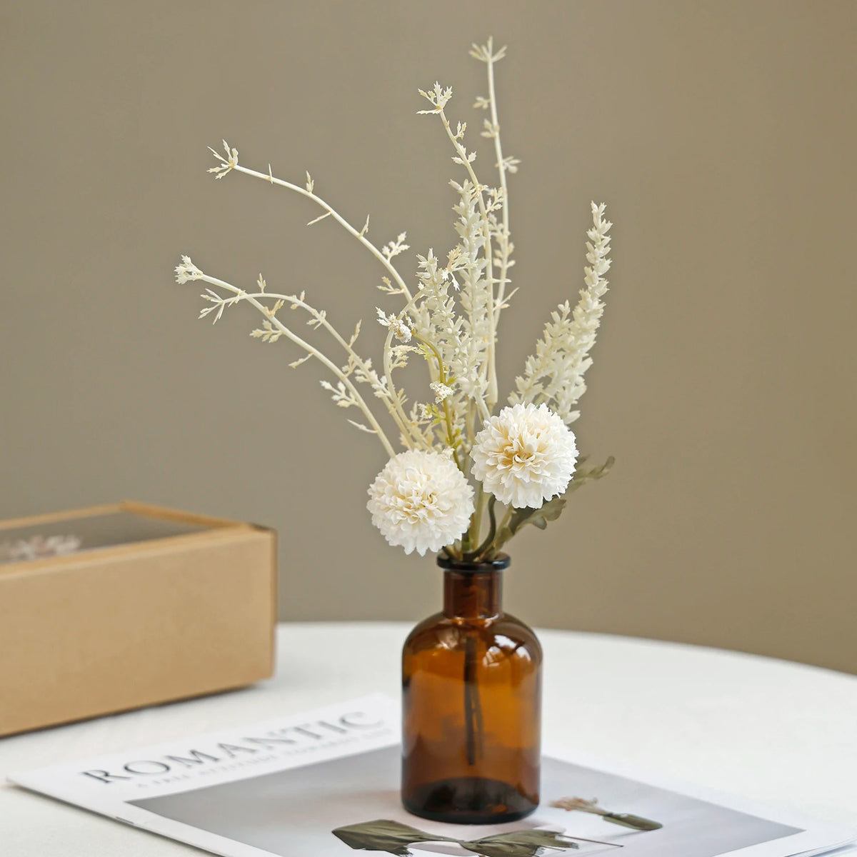 Silk Peony Artificial Flower Bouquet – Wedding & Home Decor Artificial Flower Bouquet Axl color 2 with vase 1 pc