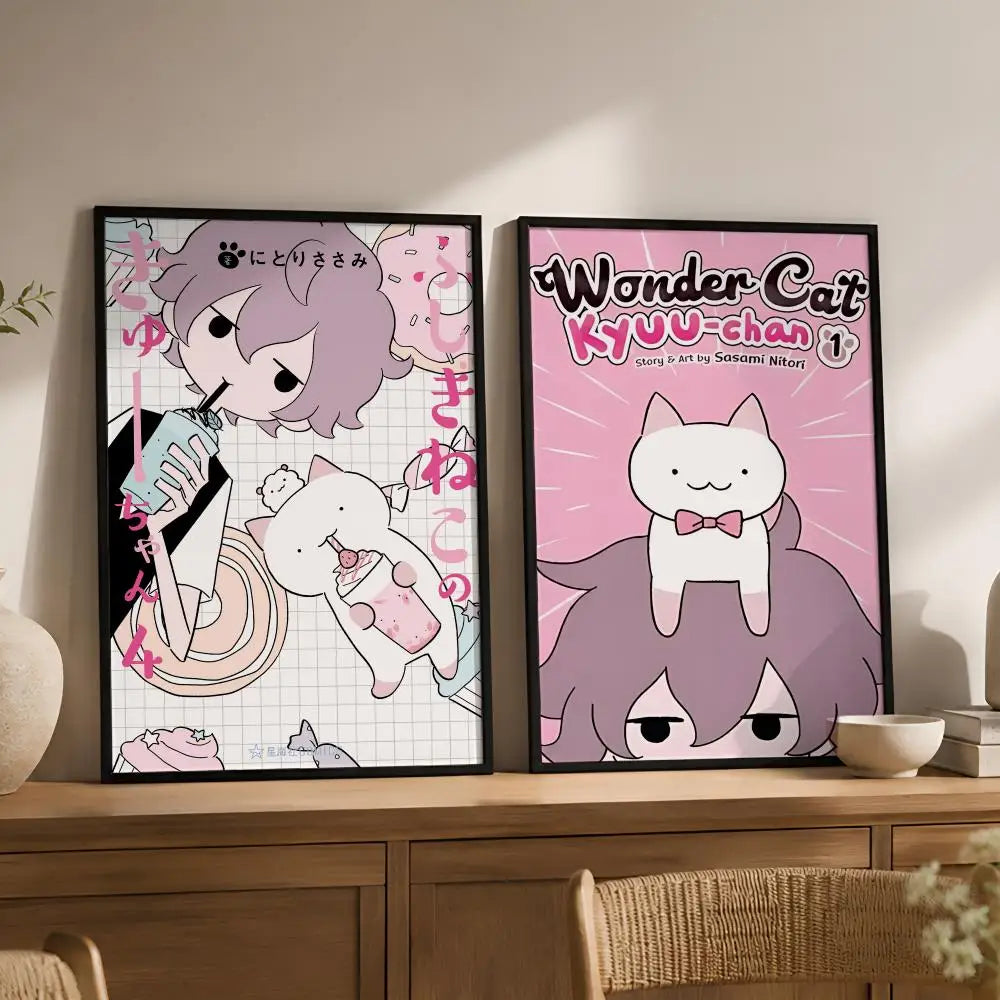 Wonder Cat Kyuu-chan Waterproof PVC Peel & Stick Wall Poster Wall Poster Axl