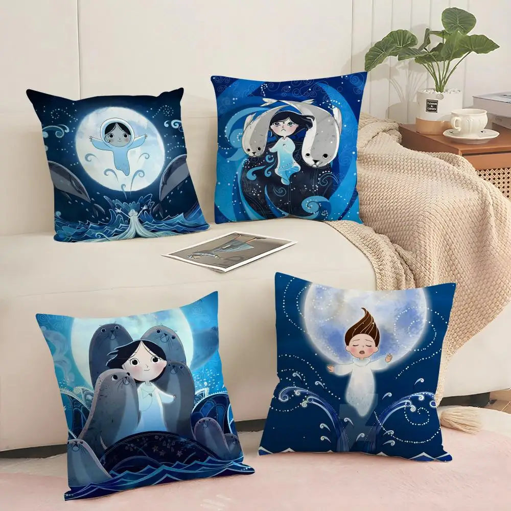 Song of the Sea Linen Cushion Cover | Hidden Zipper Pillowcase Decorative Cushion Cover Axl