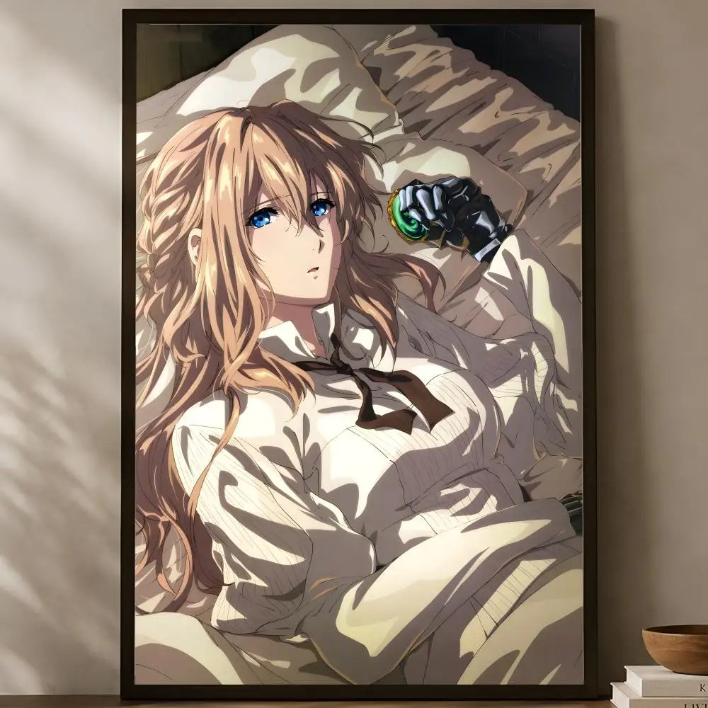 Violet Evergarden Anime Poster – Self-Stick HD Waterproof Wall Art Anime Wall Poster Axl White06 15X20cmNoframe