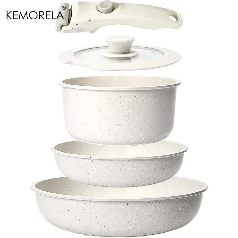 5-Piece Nonstick Ceramic Cookware Set – Detachable Handle & Induction Nonstick Cookware Set Axl