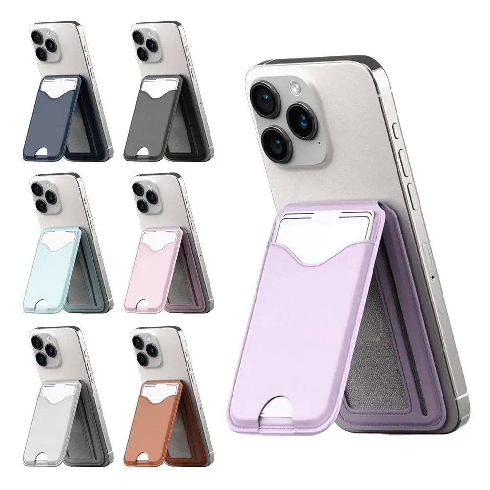 Magnetic Card Holder Phone Stand with Mirror | iPhone 12–17 Phone Wallet Stand Axl