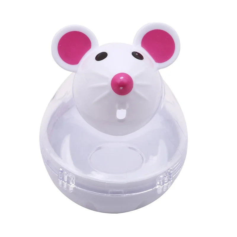 Mouse Cat Treat Dispenser Toy – Rolling Food Feeder for Cats Cat Treat Dispenser Axl White