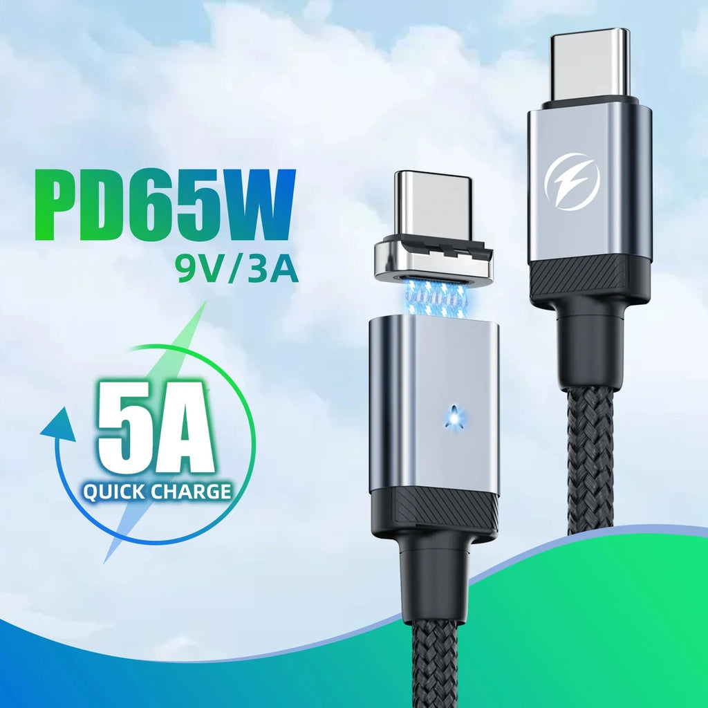 Magnetic USB-C Cable 65W PD Fast Charging | 0.5m 1m 2m Magnetic Charging Cable Axl