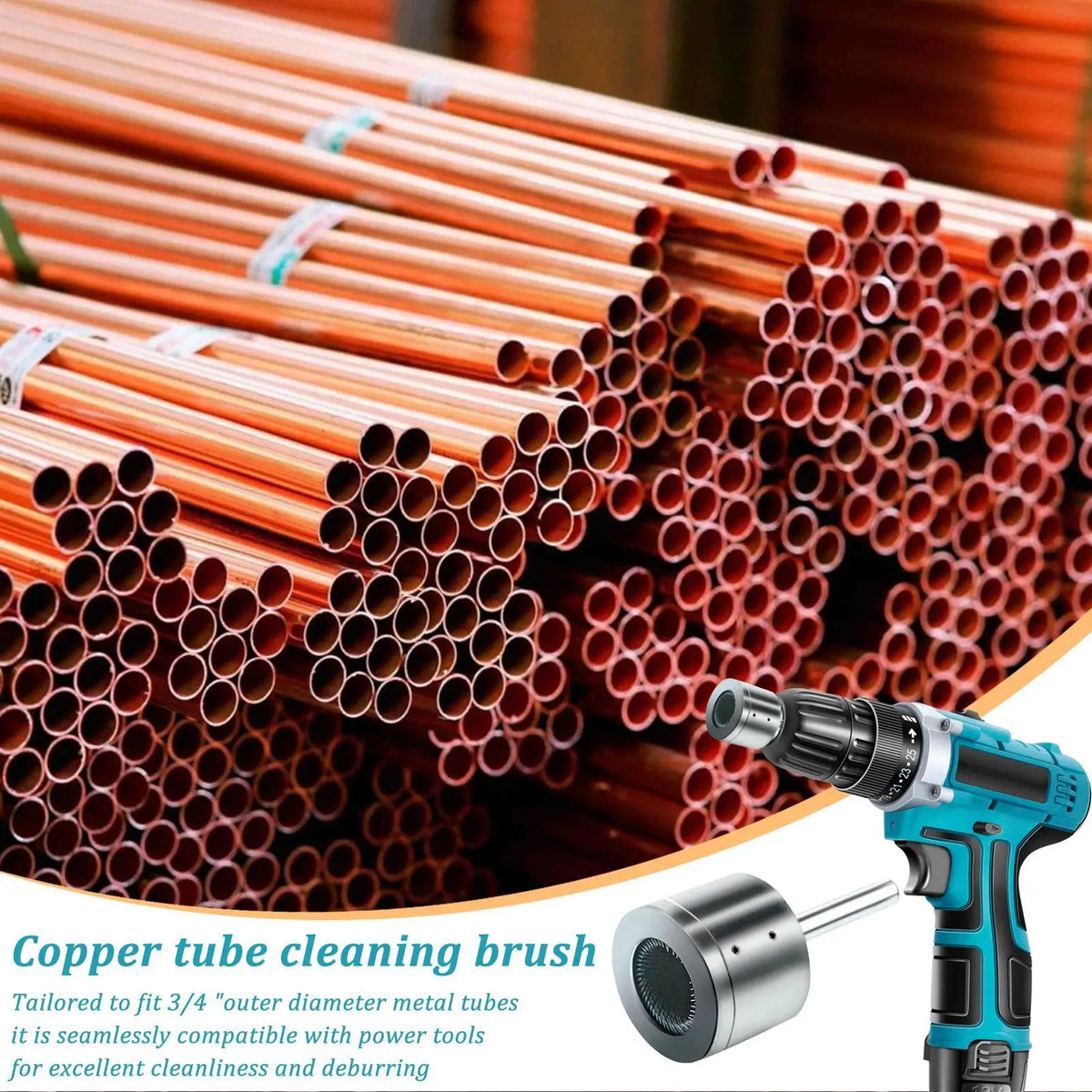 Metal Copper Pipe Cleaning Brush – Drill Tube Cleaner Tool Pipe Cleaning Brush Axl
